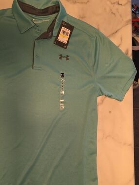 Under Armour Men's Polo in Aqua/Teal with Dark Logo